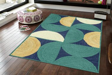 Колекція CASAVANI Прямокутний килим, 25,4 x 35,6 см, візерунок Blue & Multi, тканий джутовий килим, геометричний килим кілім, для