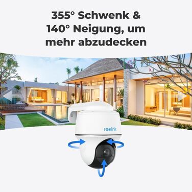 Камера спостереження Reolink Outdoor Battery WiFi 355/140 Swivel, 2K Solar IP Camera Outdoor, Pan Tilt, PIR Motion Detector, AI Detection, 2.4GHz WiFi, 2-Way Audio, Argus PT Lite with Solar Panel, 3MP