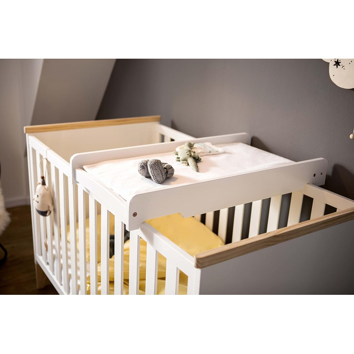 Пеленальна дошка - 87x44,5 см Дерев'яна пеленальна стільниця білого кольору Прикріплений пеленальний килимок для ліжечка Високоякі
