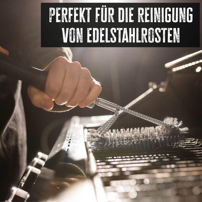 Щітка для гриля Grillfrst Premium зі щетиною з нержавіючої сталі та ручкою, що загвинчується, 45 см - щітка для чищення гриля, щіт