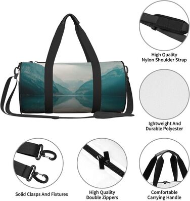 Спортивна сумка, дорожня сумка Банф, з малюнком гірського пейзажу, на нічліг, чорна, універсальний розмір