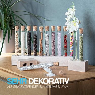 Дерев&39яна полиця для спецій Tuuters з пробірками та корками (2x2 отвори та 10 отворів)