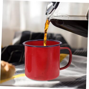 Набір емальованих кухлів Garneck з 4 предметів, для кемпінгу, маленьких бляшаних чашок для пиття, емальовані кухлі, домашні кухлі, кухлі для гарячого шоколаду, кухлі для багаття, вінтажна кухоль для кави, кухоль для води, червоний