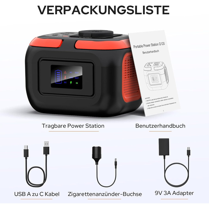 Портативна електростанція SinKeu 97 Втгод, міні-генератор 26400 мАг з розеткою 120 Вт 230 В змінного струму, 12 В постійного струму, USB-портами для мобільного телефону, ноутбука, мобільним блоком живлення для кемпінгу, подорожей та надзвичайних ситуацій 