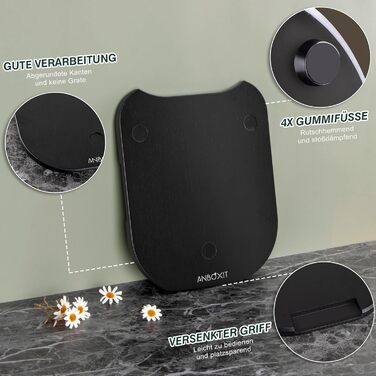 Розсувна дошка ANBOXIT для Thermomix TM6/TM5, дошка для Thermomix з колесами, бамбукова рольганг/слайдер Easy Gliding - Black