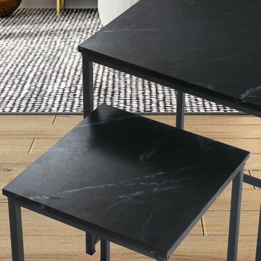 Журнальний столик BIGTREE, комплект із 2 шт., сучасний диван-столик, стіл для вітальні з дерева, столики, що складаються один на одного, квадратний/чорний