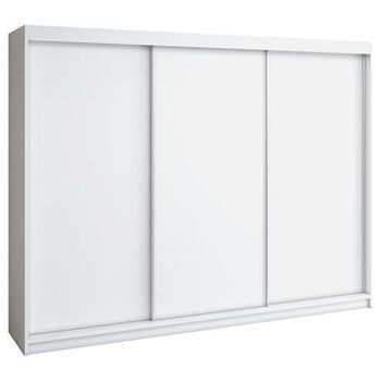 Шафа-купе з розсувними дверима 200 см, 3-дверна шафа з 4 шухлядами (біла)