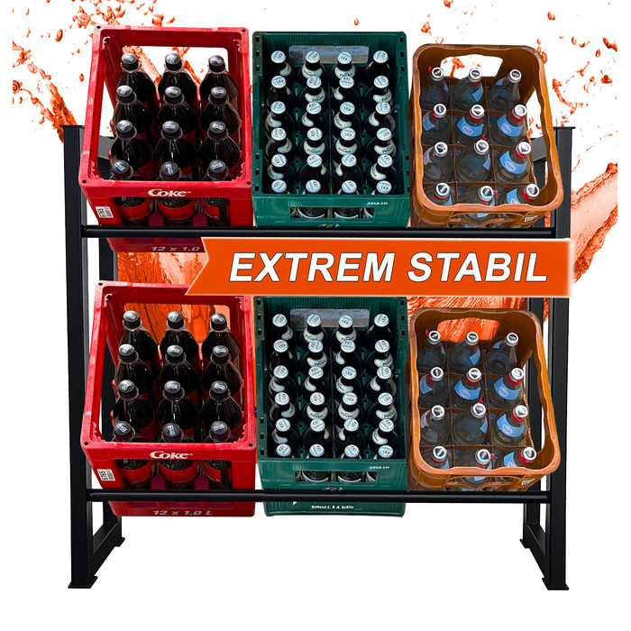 Стійка для напоїв QUICK STAR 104x30x90 см для 6 ящиків, тримач для напоїв, окремостояча полиця, надзвичайно стійка, 104 x 30 x 90 см, без полиці