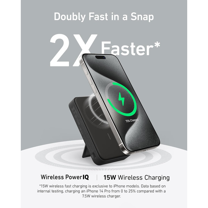 Сертифікований Qi2 надшвидкий мобільний зарядний пристрій потужністю 15 Вт, сумісний з MagSafe, акумулятор на 10 000 мАг з розумни