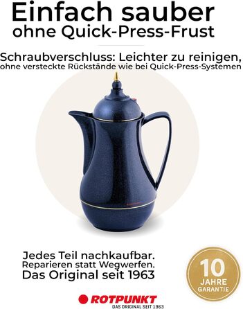 Ізольований графин ROTPUNKT 1 л - кавник преміум-класу, виготовлений у Німеччині Зберігає напої гарячими до 24 годин Ізольований графин для кави та чаю (Sema 911, Sparkling Nightsky)