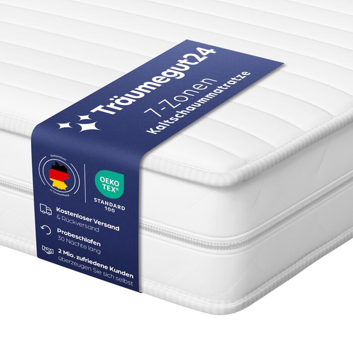 Матрац Trumegut24 AquaFlex 7-зонний 120x200 см Рівні жорсткості H3 та H4 Ергономічний матрац з холодної піни Гіпоалергенний та антибактеріальний Знімний чохол, який можна прати Сертифіковано Oeko-TEX (18 см, 120 x 200 см)