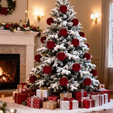 Ялинкові оксамитові кульки 12 шт бордові Miaikoe