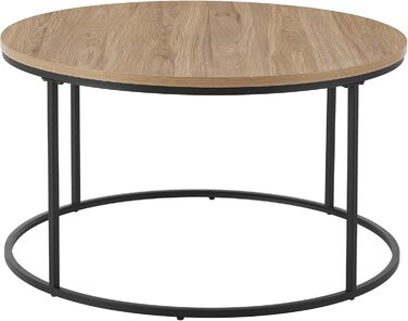 Журнальний столик Kuhmoinen 45 x 80 см, приставний столик, стіл для вітальні, диван, круглий, чорний/під дерево