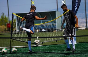 Тенісна сітка BazookaGoal 300x100 см, повний комплект - регульована та складна - волейбольна сітка для дітей та дорослих - розсувна та складна - теніс - волейбол - бадмінтон - висока якість