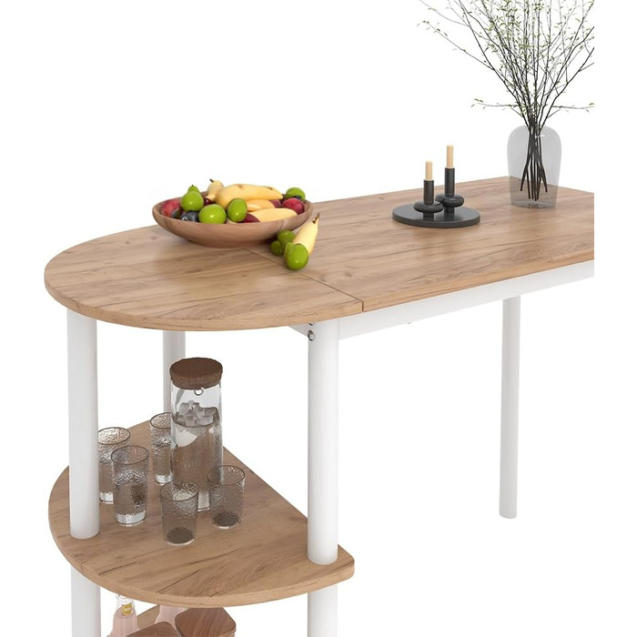 Кухонний стіл Vicco Freetown, дуб Goldkraft/білий, 110 x 50 см з відкритими полицями