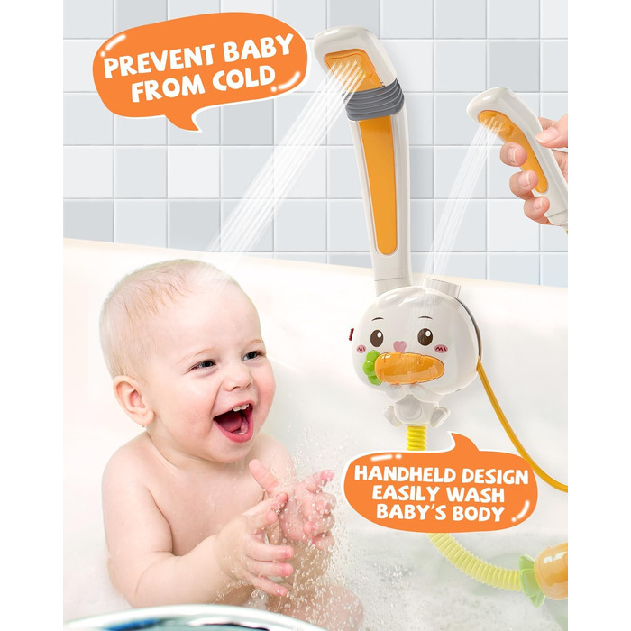 Іграшки для ванни з 2 насадками для душа, електрична іграшка для ванни з розпилювачем води з акумуляторною батареєю, плаваючі твар