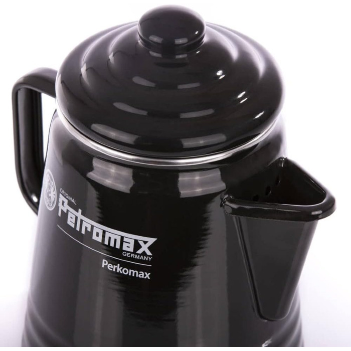 Емальований кавник Petromax Percolator 1,5 літра (чорний) на всіх типах печей, на вугіллі та решітках гриля Випуск найтонших ароматів від кави та чаю ароматний і насичений Чорний 1,3 літра