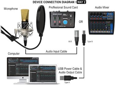 Студійний набір мікрофонів Audibax Berlin 1800 Gold Pro Pack мікрофон, стійка, поп-фільтр та кабелі