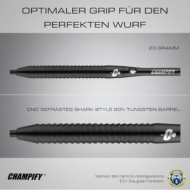 Набір дротиків Champify з 90 вольфраму з чорним футляром 3 сталеві дротики з 9 алюмінієвими стрижнями та 9 дергами Набір дротиків з аксесуарами Дротики з металевим наконечником