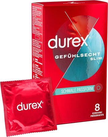 Презервативи Durex Feeling Slim Fit презервативи Gossamer з тонким крієм для інтенсивних відчуттів упаковка 2 (2 x 8 шт. )