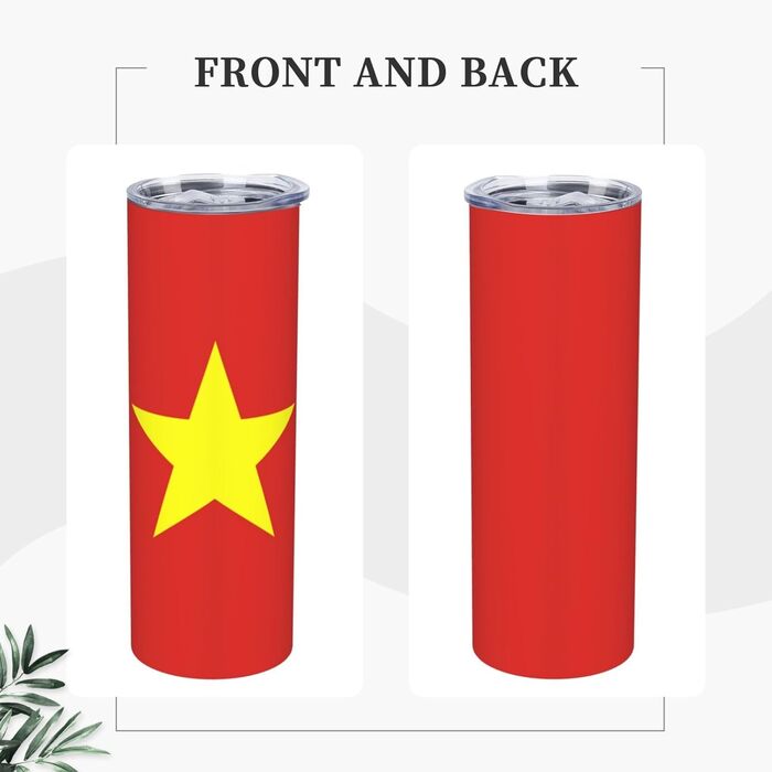 Кухоль з прямою трубочкою, принт з в&39єтнамським прапором, дорожній кухоль, підходить для кемпінгу, офісу та дому, 590 мл