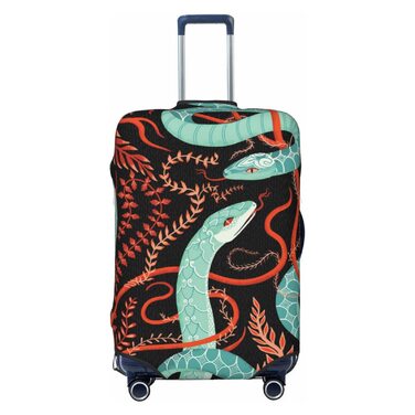 Чохол для валізи Змія та квіти - еластичний захист від подряпин та пилу, чорний, розмір 80
