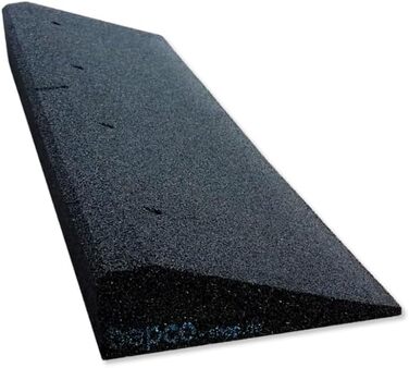 Бордюрний пандус Bepco, 100 × 25 × 10 см — гумовий заїжджий поріг із вбудованими шайбами для кріплення (чорний)