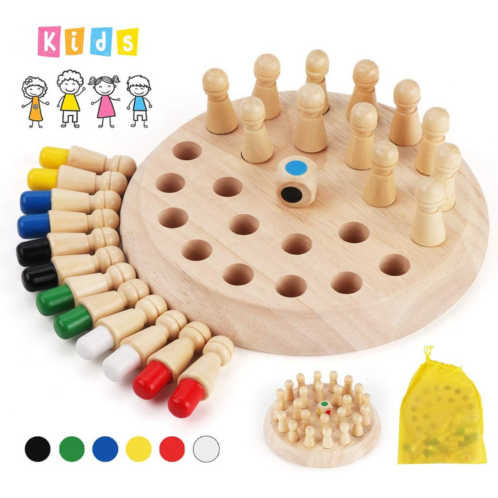 Іграшка Монтессорі від 2/3/4 років, Memory Match Stick Chess, розвиваюча іграшка Chess Game, Memory Chess, Wooden Memory Chess для