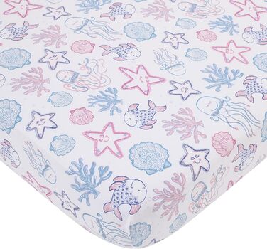 Комплект постільної білизни NoJo для дитячого ліжечка, лагуна русалки, рожевий, блакитний та білий