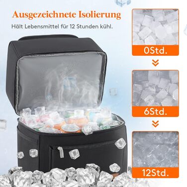 Ізольована сумка-холодильник Lifewit 21L 30 Can, термосумка для обіду, рюкзак-холодильник, герметична двоповерхова сумка-холодильник для чоловіків, жінок, мам для обіду, пікніка, покупок, подорожей, чорна