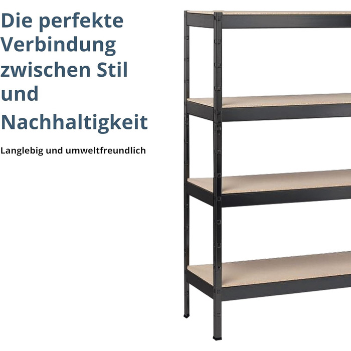 Полігатор SCHULTE Shelf World з 4 дерев&39яними полицями, 180x100x35 см (ВxШxГ), вантажопідйомність на полицю приблизно 90 кг, чорне текстуроване покриття, полиця для зберігання, полиця для підвалу, полиця для майстерні, безболтові полиці