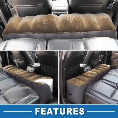 Автомобільний матрац, килимок для сну, надувний матрац для дрімоти під час подорожей, коричневий/сірий