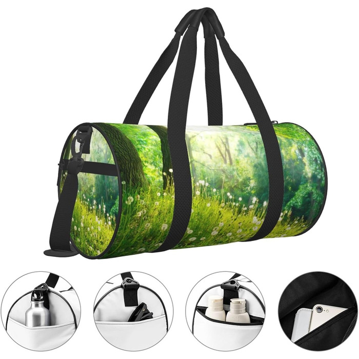 Спортивна сумка-мішок для подорожей та пляжу, з весняним природним принтом Краєвид, чорна, універсальний розмір, дорожня сумка
