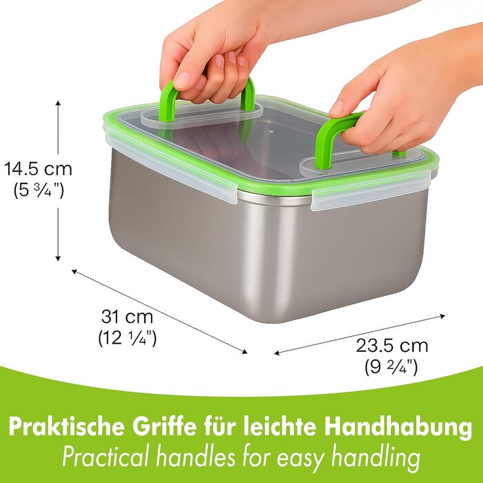 Контейнер для зберігання продуктів Always з нержавіючої сталі Герметичний та 100 герметичний, придатний для миття в посудомийній машині, духовці та морозильній камері Великий контейнер для приготування їжі, розстойки тіста, маринування (6 літрів)