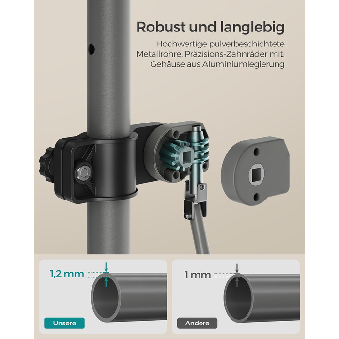 Тент SONGMICS із затискачем, балконний тент, регульований по висоті, з ручним приводом, сонцезахист, для балкону, тераси, саду, 250 x 120 см, антрацит GSA252G02 250 Вт см антрацит