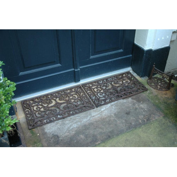 Килимок для вловлювання бруду Esschert Design, килимок для дверей з античного червонуватого чавуну, прямокутний, приблизно 58 см x 34 см