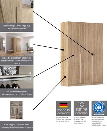 Меблі Rauch Alabama, шафа для спальні, дитячої кімнати, вітальні, гардеробної, передпокою, 7-дверна, з основними аксесуарами, колір білий, ширина 315 см