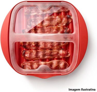 Плита для бекону в мікрохвильовій печі Lku, червона, 28,2 x 6 x 24,9 см