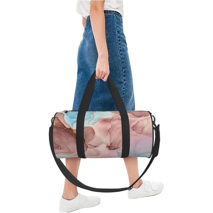 Спортивна сумка-мішок для подорожей та пляжу, барвистий мармуровий принт, чорний колір, універсальний розмір, дорожня сумка