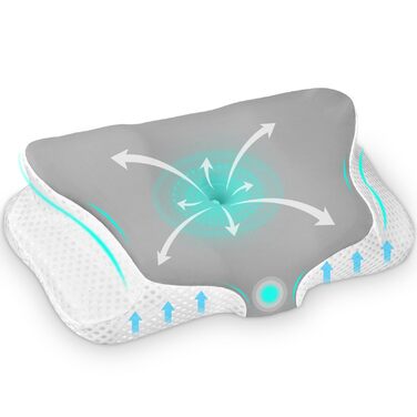 Подушка для шиї, подушка з піни з ефектом пам&39яті, подушка для шиї, подушка для голови, ергономічна подушка для сну на боці, на спині та на животі, 62x49/12 см, сірий/білий