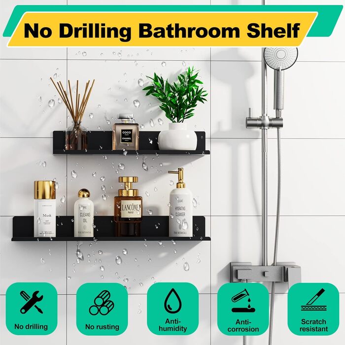 Душова полиця Amyzavls Душова полиця 2 шт. Душова полиця без свердління Душова корзина Самоклеюча полиця для ванної кімнати з нерж