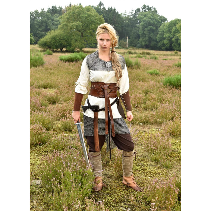 Середньовічні накидки на ноги Battle-Merchant для чоловіків та жінок, пара, візерунок &quotялинка&quot для середньовічних штанів або штанів вікінгів, бавовна, вікінги, LARP синій/натуральний