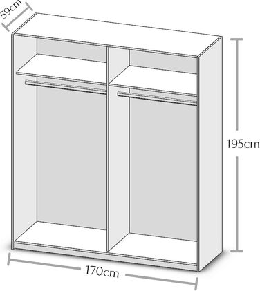 Елегантна шафа з великою кількістю місця для зберігання - Універсальна шафа з розсувними дверима білого кольору, візерунок шахова клітинка з дуба сонома - 170 x 195 x 58 см (Ш/В/Г) Ширина 170 см Білий / Дуб сонома, шахова клітинка