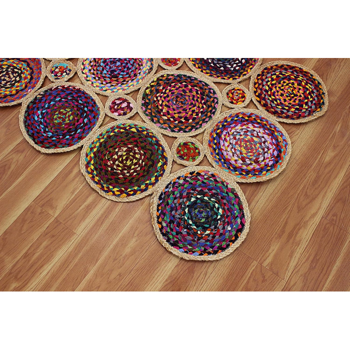 Килимок CASAVANI Cape Code Collection - 10,2 x 30,5 см, різнокольоровий, бавовна та джут чінді, геометричний килим кілім, для прим