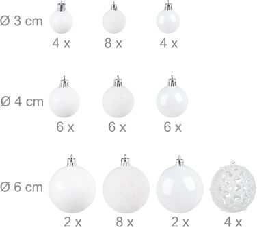 Різдвяні кульки набір з 50 шт білі Relaxdays