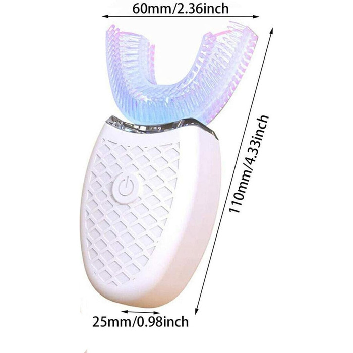 Електрична ультразвукова зубна щітка 360 Автоматична зубна щітка Повністю автоматична ультразвукова U-подібна інтелектуальна чистяча зубна щітка Дитяча зубна щітка Звукова зубна щітка бездротова (біла)