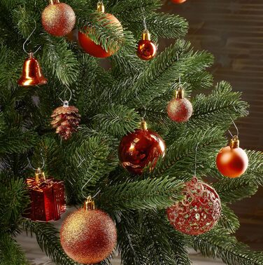 Набір різдвяних кульок із 101 предмета з верхівкою для ялинки помаранчеві BRUBAKER