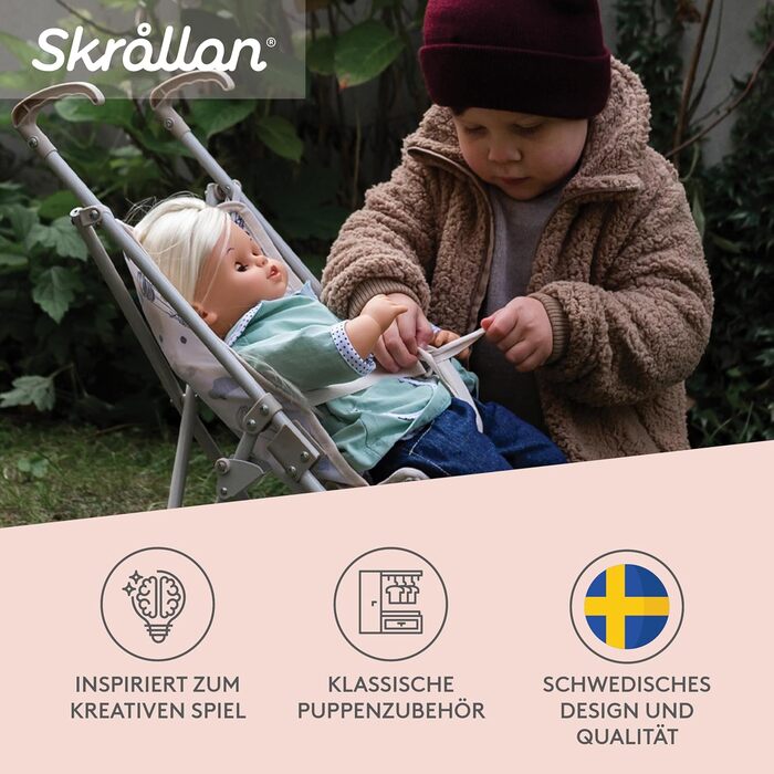 Коляска для ляльок від 3 років - 53 см велика складна коляска з ременем безпеки та чохлом, що миється - іграшкова коляска для ляль