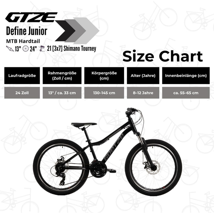 Дитячий гірський велосипед Goetze Define Junior 24 дюйми Перемикач швидкостей на 21 швидкість Алюмінієва рама Амортизаційна вилка Передні та задні дискові гальма Для віку 814 років 90 попередньо зібраний Чорний Лаймовий