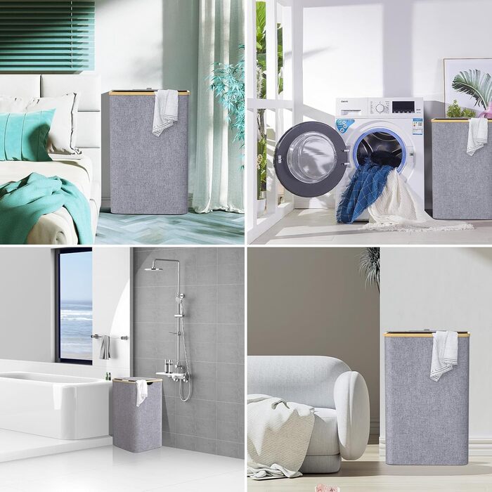 Кошик для білизни з кришкою 100 л, Кошик для білизни великий вузький зі знімним мішком для білизни Кошики для білизни Шафа для біл